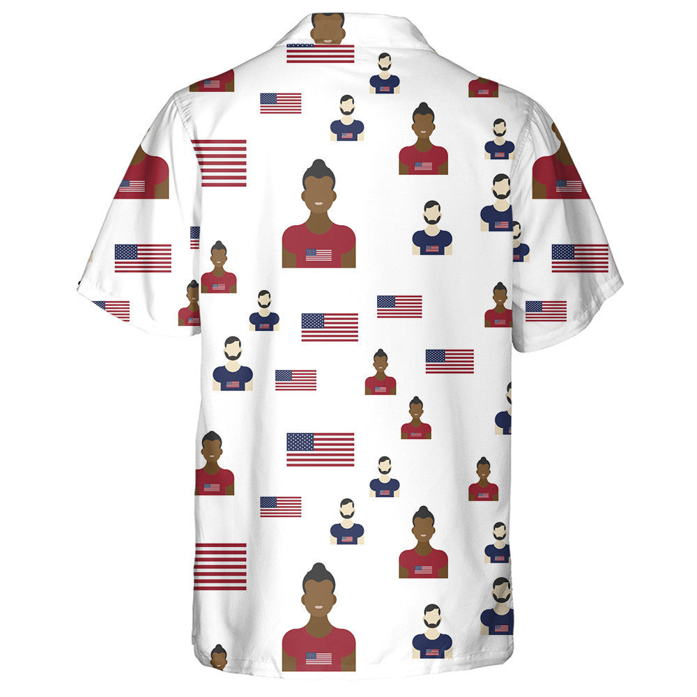 United States Of America Pattern With Flag And People Hawaiian Shirt, Hawaiian Shirt Gift, Christmas Gift
