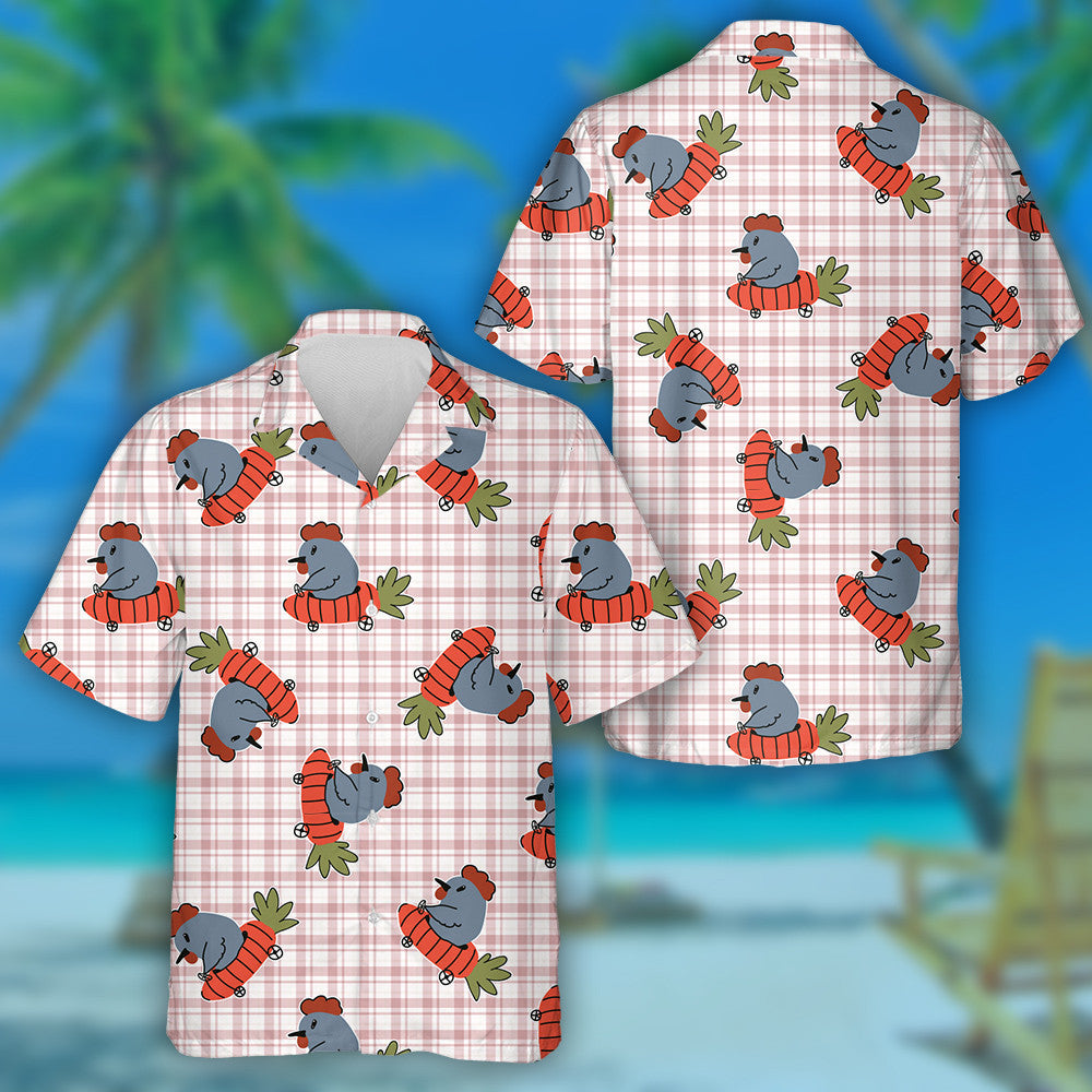 Cute Chickens In Easter Carrot Car Hawaiian Shirt,Hawaiian Shirt Gift, Christmas Gift