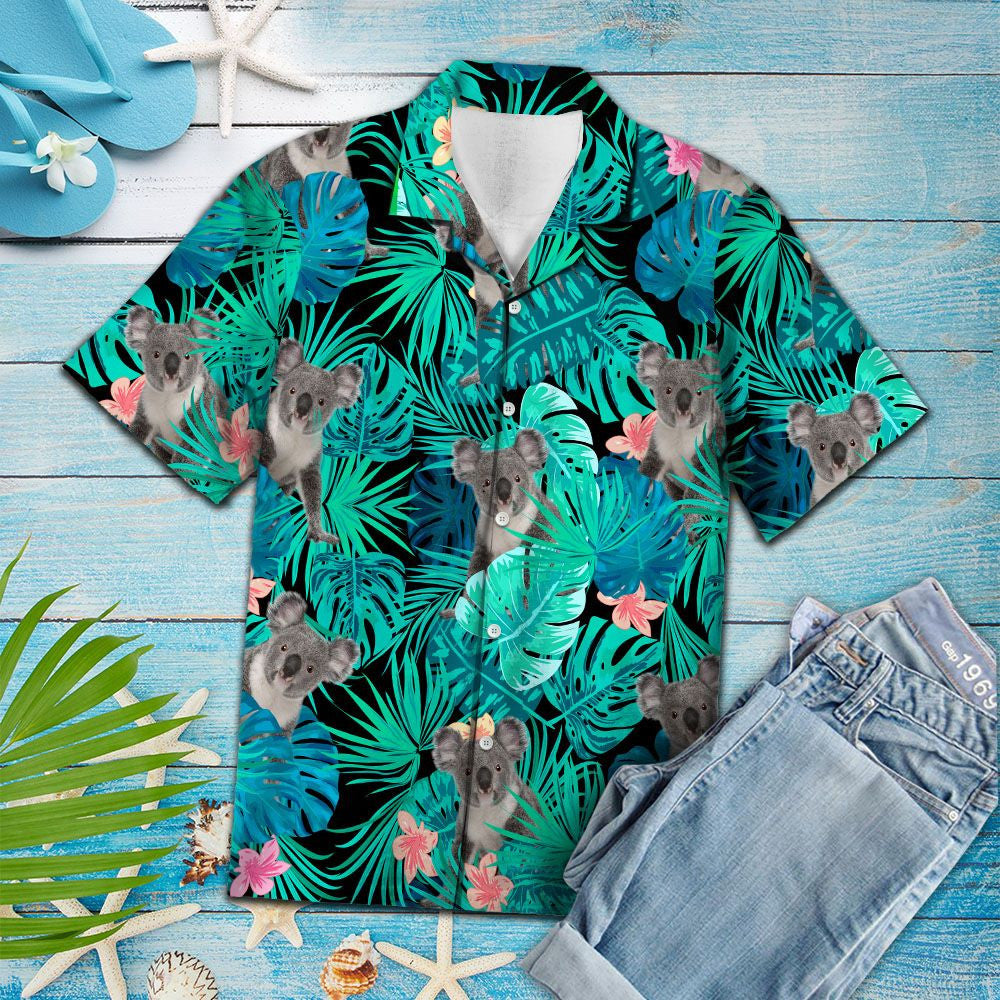Hiding Koalas In Tropical Green Jungle Pattern Hawaiian Shirt, Hawaiian Shirt Gift, Christmas Gift