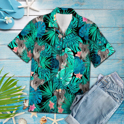 Hiding Koalas In Tropical Green Jungle Pattern Hawaiian Shirt, Hawaiian Shirt Gift, Christmas Gift