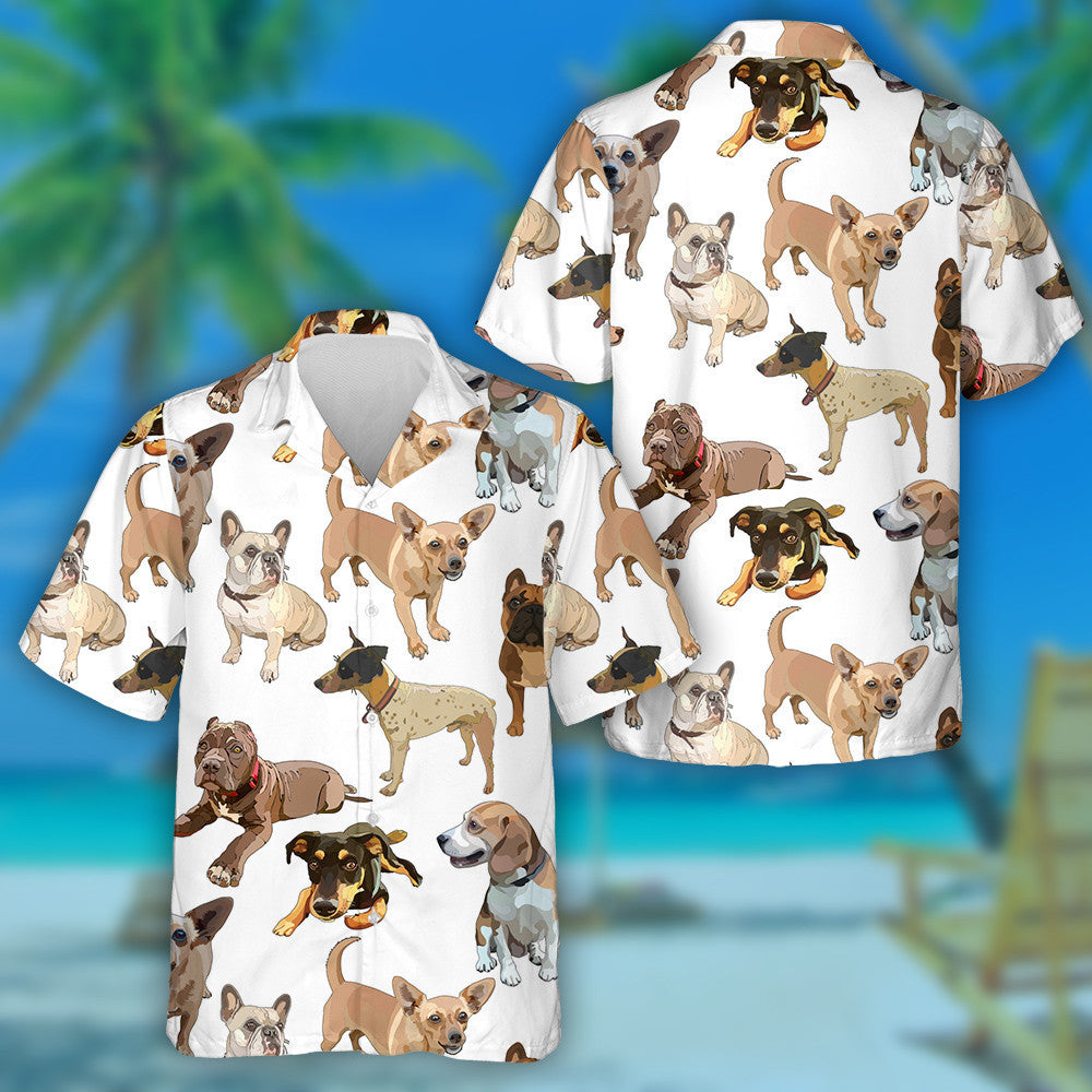 Smalls Smiling Dog On White Background Hawaiian Shirt,Hawaiian Shirt Gift, Christmas Gift