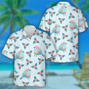 Funny Fat Birds With Holly Berry Hawaiian Shirt,Hawaiian Shirt Gift, Christmas Gift