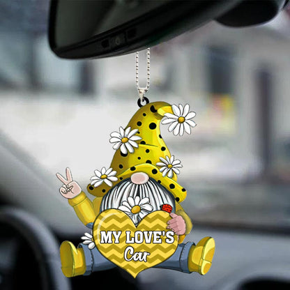 Personalized Shaped Car Acrylic Car Hanging Ornament Gnomes With Hearts Ornaments Interior Car, Christmas Decoration