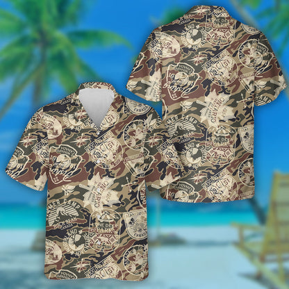 Retro Canada Stickers Camouflage Background Pattern Hawaiian Shirt,Hawaiian Shirt Gift, Christmas Gift