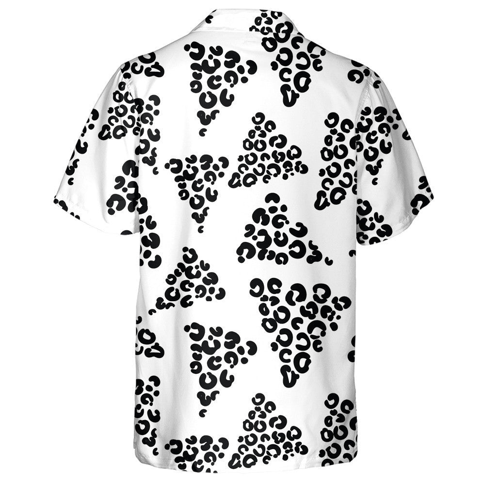 Wild African Leopard With Triangles Black And White Hawaiian Shirt, Hawaiian Shirt Gift, Christmas Gift