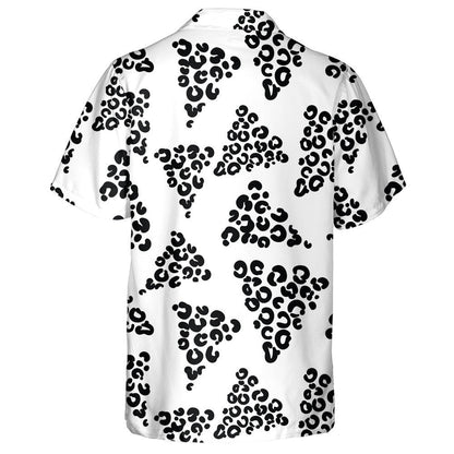 Wild African Leopard With Triangles Black And White Hawaiian Shirt, Hawaiian Shirt Gift, Christmas Gift