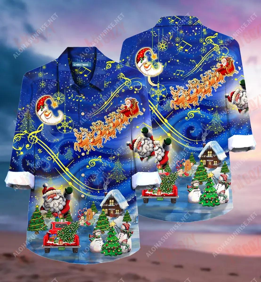 Christmas Sky Long Short Sleeve Shirt Hobbies Hawaiian T Shirts Vintage Hawaiian Shirts Funny Hawaiian Shirts, Hawaiian Shirt Gift, Christmas Gift