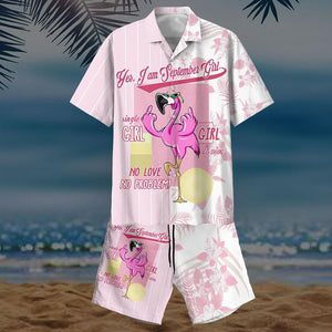 Flamingo September Girl Pattern Design Hawaiian Shirt,Hawaiian Shirt Gift, Christmas Gift