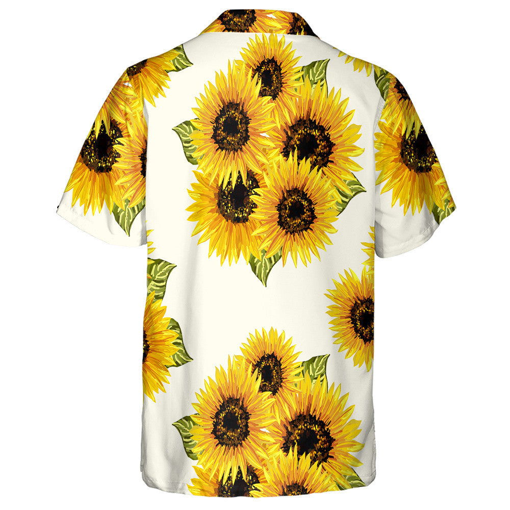 Bunches Of Sunflowers In Watercolor Style Pattern Hawaiian Shirt, Hawaiian For Gift