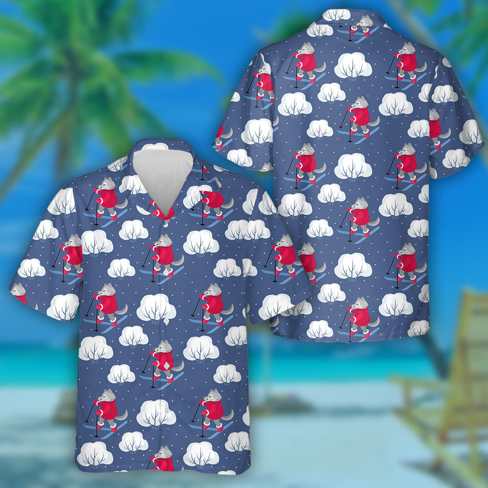 Funny Forest Wolf Animals And Winter Landscape Hawaiian Shirt, Hawaiian Shirt Gift, Christmas Gift