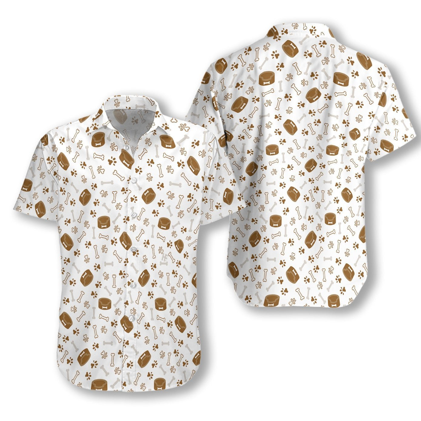 Dog Bone And Bowl On White Background Hawaiian Shirt, Hawaiian Shirt Gift, Christmas Gift