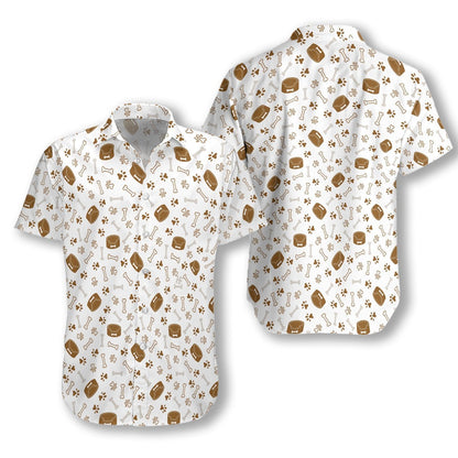 Dog Bone And Bowl On White Background Hawaiian Shirt, Hawaiian Shirt Gift, Christmas Gift