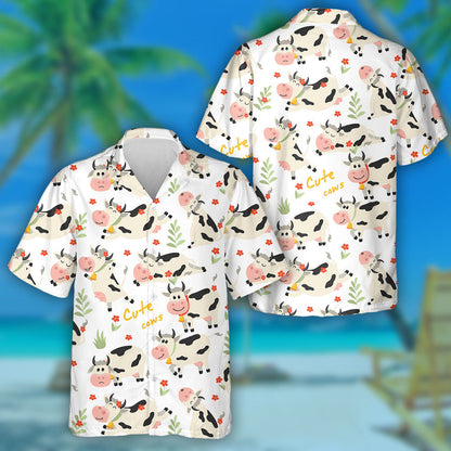 Running Cow To Farm And Eating Branch Leaves Hawaiian Shirt, Hawaiian Shirt Gift, Christmas Gift