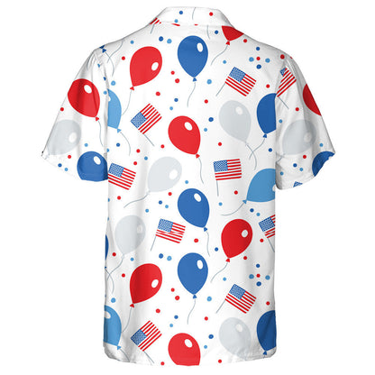 Happy Balloons Confetti And United States Flag Pattern Hawaiian Shirt, Hawaiian Shirt Gift, Christmas Gift