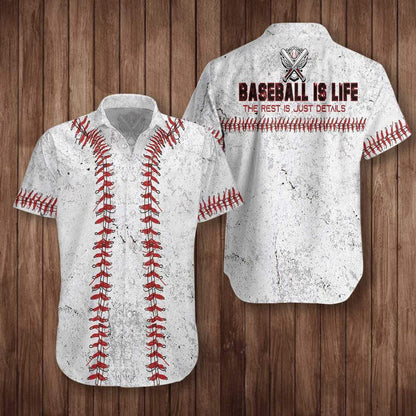 Baseball Is Life The Rest Is Just Details Background Hawaiian Shirt, Hawaiian Shirt Gift, Christmas Gift