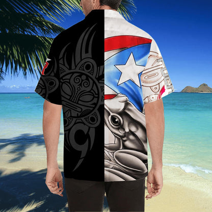 Puerto Rico Caribbean Frog Pattern Hawaiian Shirt,Hawaiian Shirt Gift, Christmas Gift