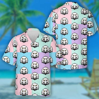 Angry Eagle Head On Pastel Color Background Hawaiian Shirt, Hawaiian Shirt Gift, Christmas Gift