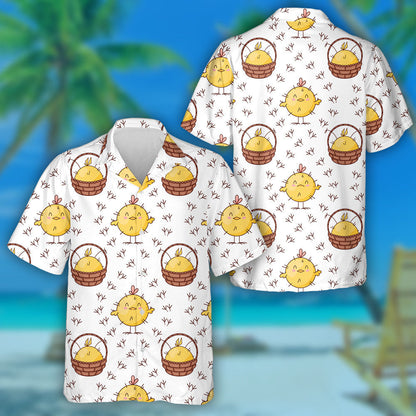 Baby Chicken And Trail Chick Makes With Footprint Hawaiian Shirt, Hawaiian Shirt Gift, Christmas Gift