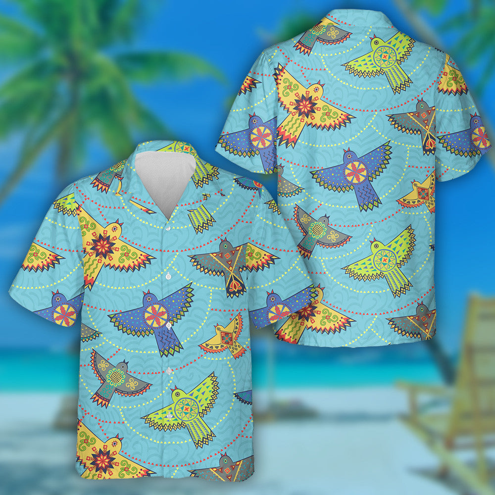 Ethnic Colorful Birds And Circles Hawaiian Shirt,Hawaiian Shirt Gift, Christmas Gift