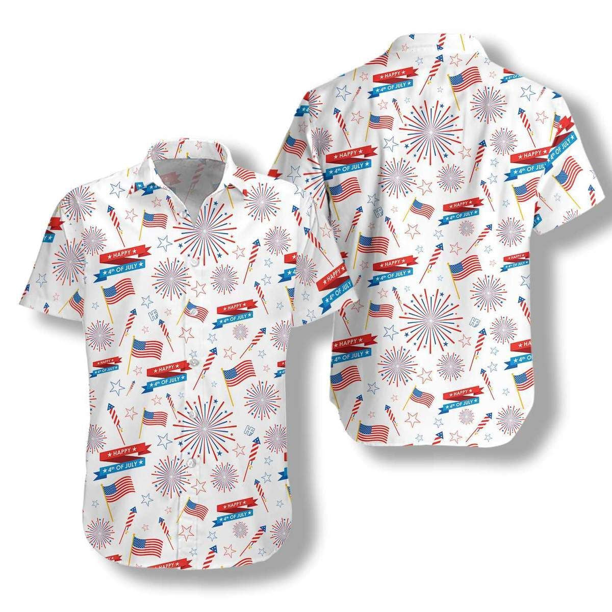 Flag On White Watercolor Design Hawaiian Shirt,Hawaiian Shirt Gift, Christmas Gift