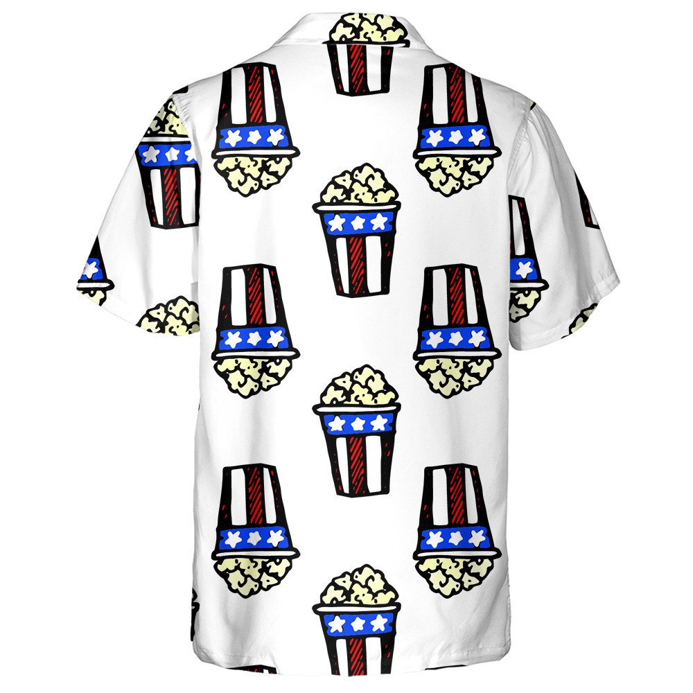 Hand Drawn Popcorn Box American Flag Colors Hawaiian Shirt, Hawaiian Shirt Gift, Christmas Gift