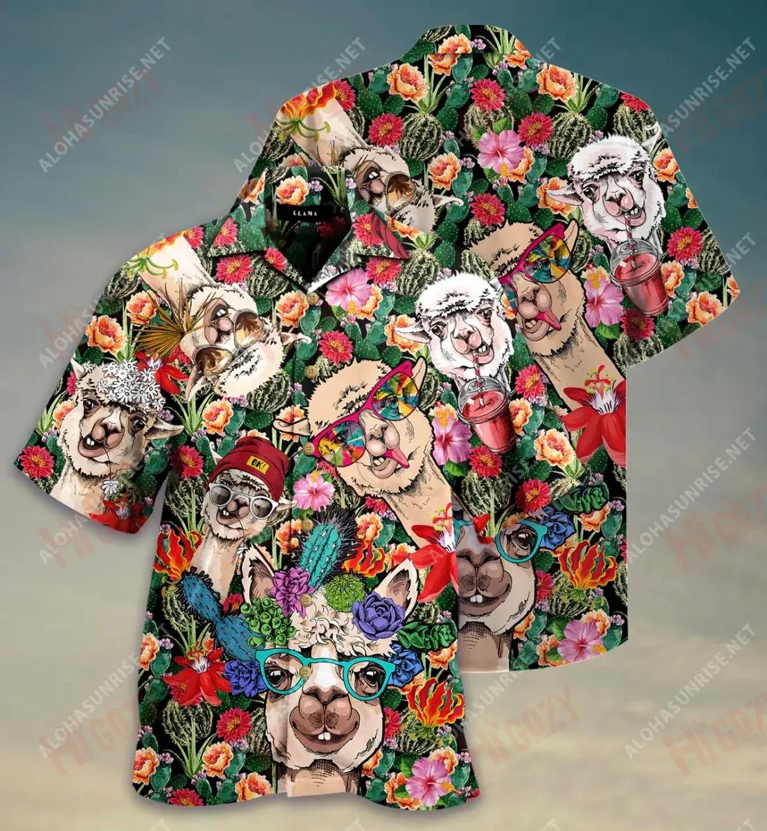 Llamazing Tropical Llama Hawaiian Shirt Vacation Short Sleeve Hawaiian Crazy Shirts Hawaiian Shirts For Men, Hawaiian Shirt Gift, Christmas Gift