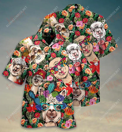 Llamazing Tropical Llama Hawaiian Shirt Vacation Short Sleeve Hawaiian Crazy Shirts Hawaiian Shirts For Men, Hawaiian Shirt Gift, Christmas Gift