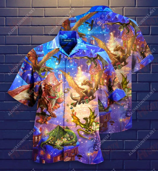 Believe In The Magic Of Christmas Dragon Unisex Short Hawaiian Shirt Hobbies Tropical Shirts Custom Hawaiian Shirts Hawaiian Shirts For Women, Hawaiian Shirt Gift, Christmas Gift