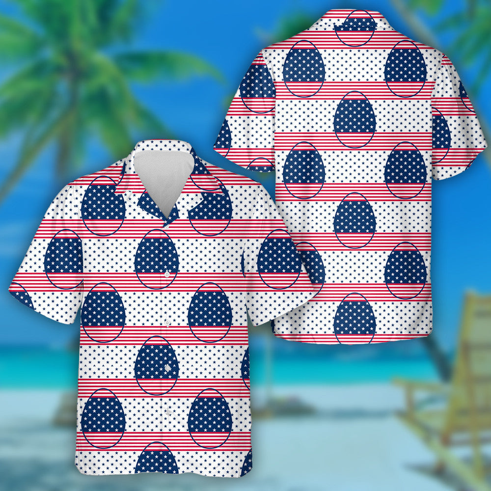 Easter Eggs Decorated With USA Flag Colours And Symbols Hawaiian Shirt, Hawaiian Shirt Gift, Christmas Gift