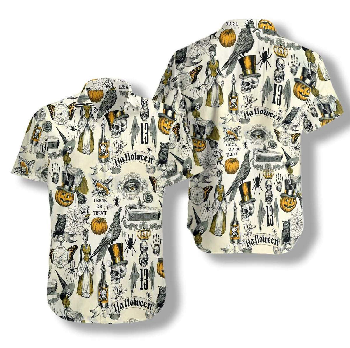 Trickery Halloween Awesome Background Design Hawaiian Shirt,Hawaiian Shirt Gift, Christmas Gift