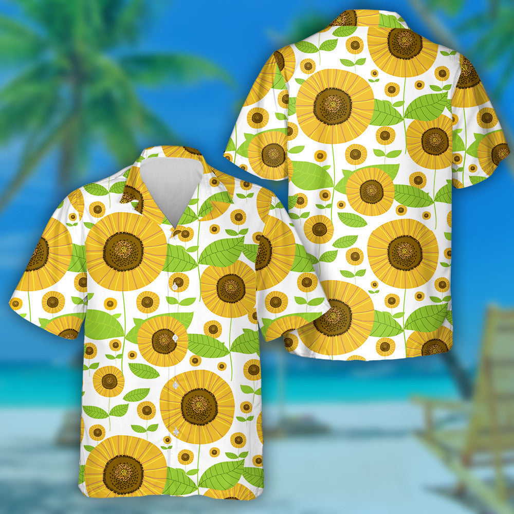 Different Sized Of Sunflower Drawing By Hand Pattern Hawaiian Shirt, Hawaiian Shirt Gift, Christmas Gift