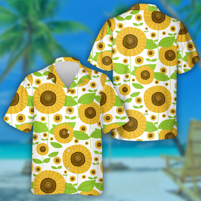 Different Sized Of Sunflower Drawing By Hand Pattern Hawaiian Shirt, Hawaiian Shirt Gift, Christmas Gift