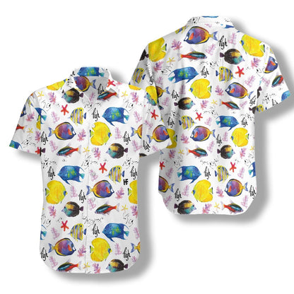 Colorful Fish V1 With White Skin Design Hawaiian Shirt, Hawaiian Shirt Gift, Christmas Gift