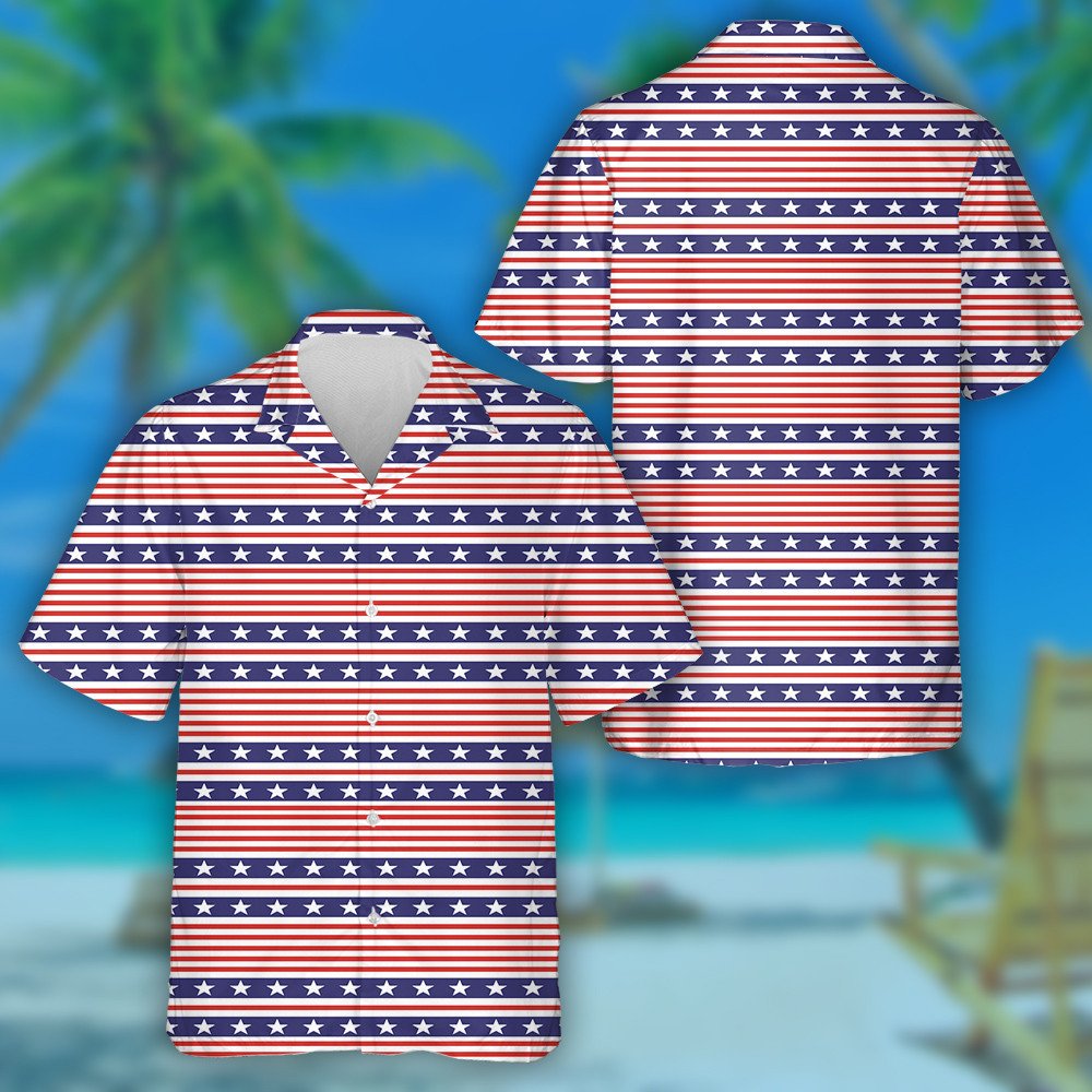 Independence Day 4th July Star Stripes Pattern Hawaiian Shirt, Hawaiian Shirt Gift, Christmas Gift