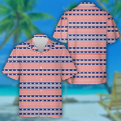 Independence Day 4th July Star Stripes Pattern Hawaiian Shirt, Hawaiian Shirt Gift, Christmas Gift