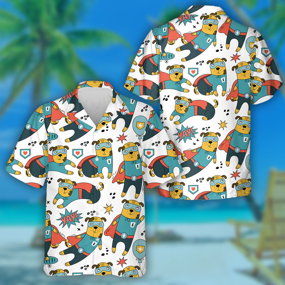 Hero Dog Character In Different Poses Isolated Background Hawaiian Shirt, Hawaiian Shirt Gift, Christmas Gift