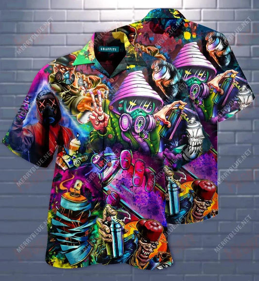 Graffiti Is My Therapy Short Hawaiian Shirt Hobbies Short Sleeve Hawaiian Crazy Shirts Hawaiian Shirts For Men, Hawaiian Shirt Gift, Christmas Gift