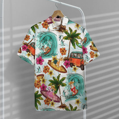 Corgi Dog Awesome Background Design Hawaiian Shirt,Hawaiian Shirt Gift, Christmas Gift