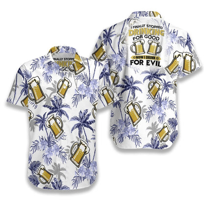 Beer Coconut Tree V1 On White Background Pattern Hawaiian Shirt, Hawaiian Shirt Gift, Christmas Gift