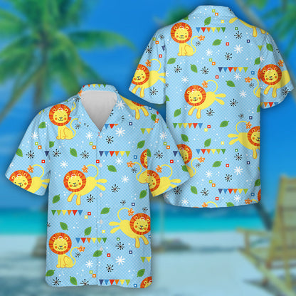 King Of The Jungle Lion With Leaves And Snowflake Hawaiian Shirt, Hawaiian Shirt Gift, Christmas Gift