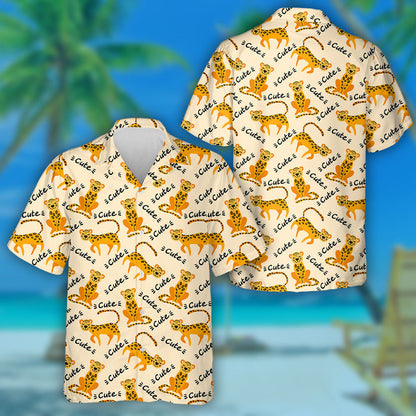Cute Cartoon Leopards And Lettering On Light Background Hawaiian Shirt, Hawaiian Shirt Gift, Christmas Gift
