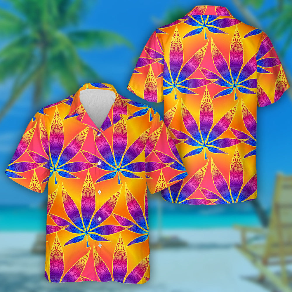 Impressive Yellow And Green Tropcial Leaves Hippie Pattern Hawaiian Shirt, Hawaiian Shirt Gift, Christmas Gift