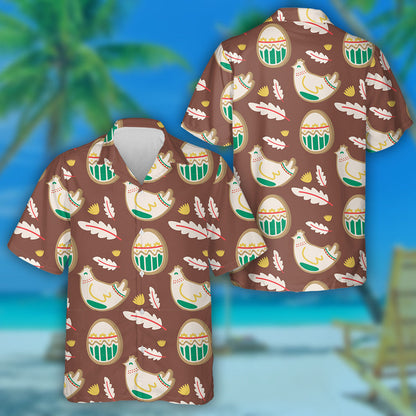 Lovely Chickens With Funny Eggs And Feathers Hawaiian Shirt, Hawaiian Shirt Gift, Christmas Gift