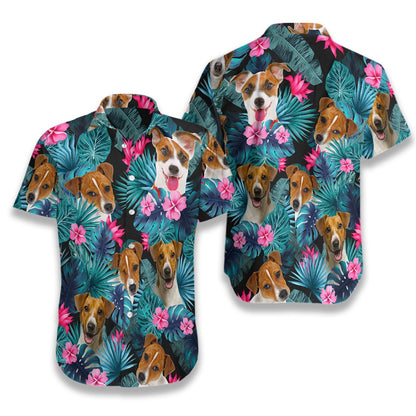 Tropical Jack Russell Terrier Dog Pattern Hawaiian Shirt,Hawaiian Shirt Gift, Christmas Gift