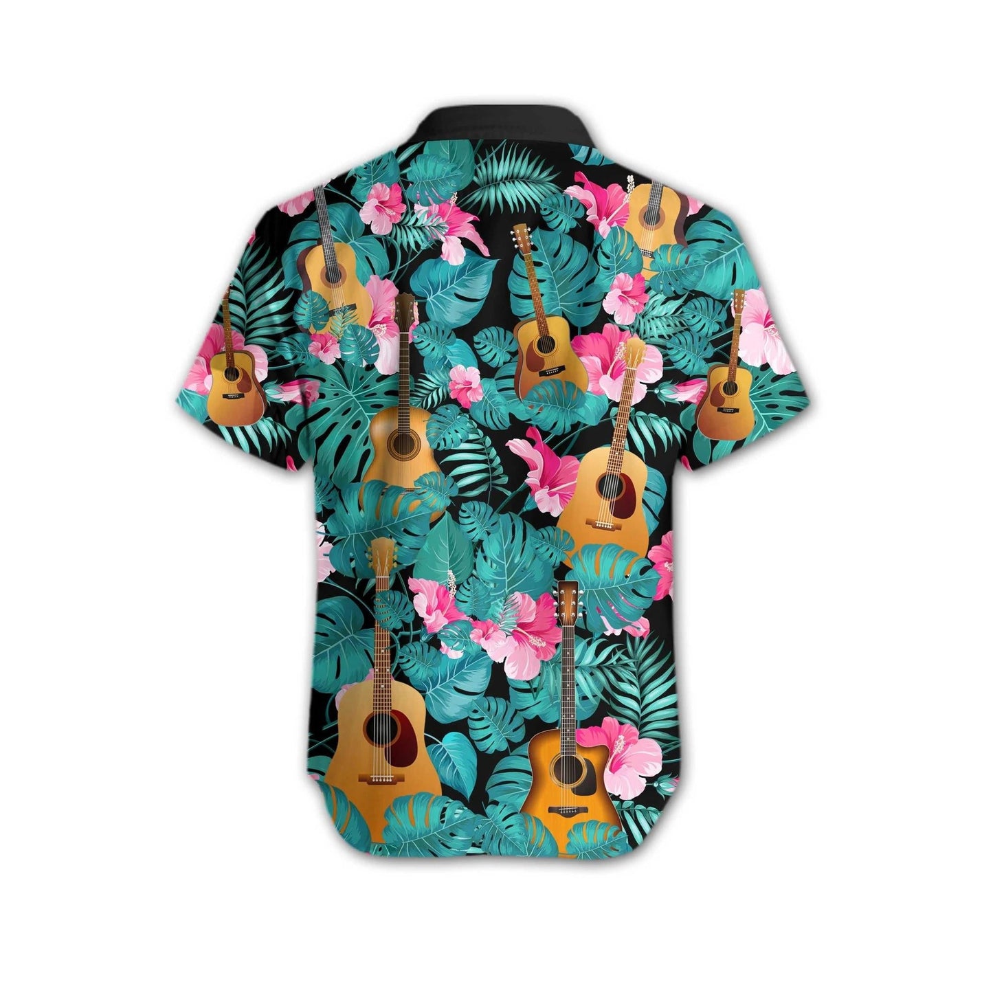 Gift For Music Lovers Guitar Tropical Leaf Pattern Hawaiian Shirt, Hawaiian Shirt Gift, Christmas Gift