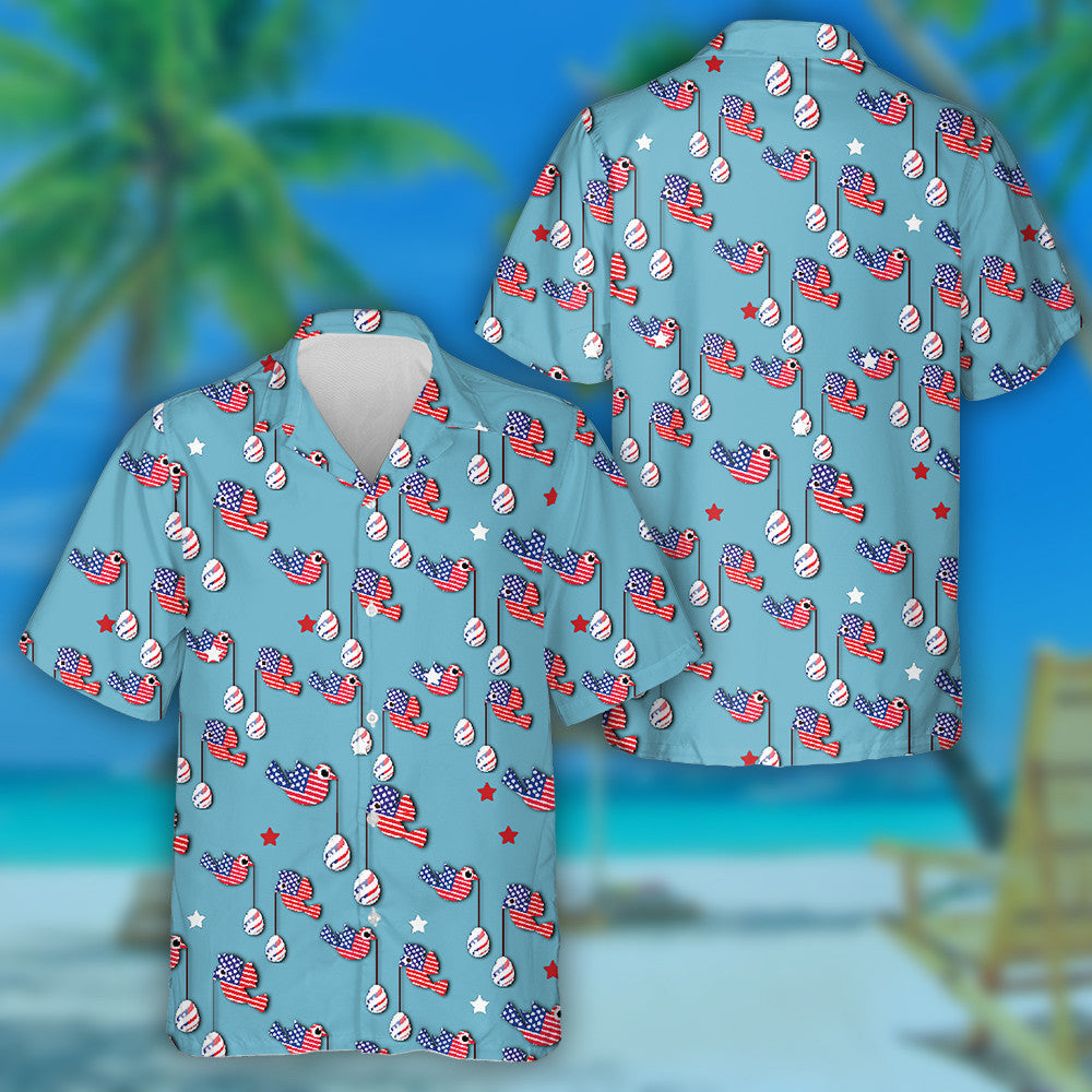American Flag In The Form Of Birds Flying With Eggs Hawaiian Shirt, Hawaiian Shirt Gift, Christmas Gift