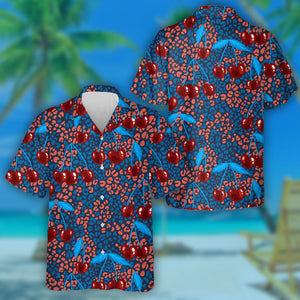 Wild African Leopards And Red Cherries Hawaiian Shirt, Hwaiian For Gift