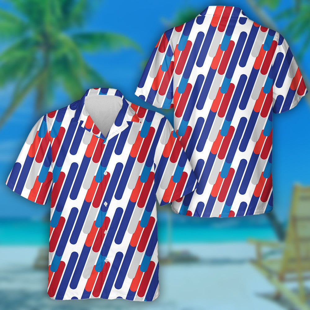 Design Dynamic Diagonal Lines Mosaic Tricolor USA Flag Hawaiian Shirt, Hawaiian Shirt Gift, Christmas Gift