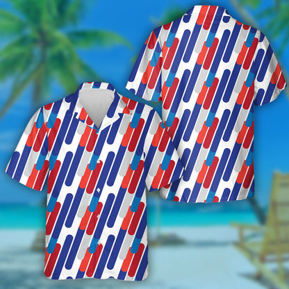 Design Dynamic Diagonal Lines Mosaic Tricolor USA Flag Hawaiian Shirt, Hawaiian Shirt Gift, Christmas Gift