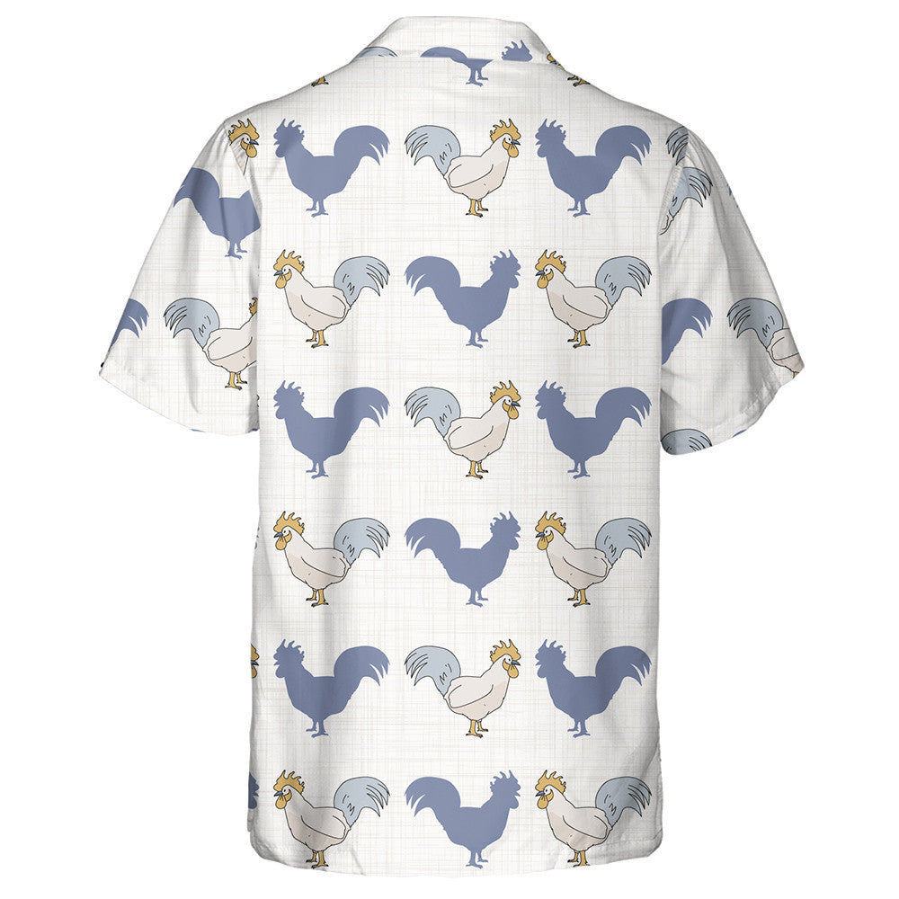 Cute Chicken And Its Ahadow On Gray Background Hawaiian Shirt, Hawaiian Shirt Gift, Christmas Gift